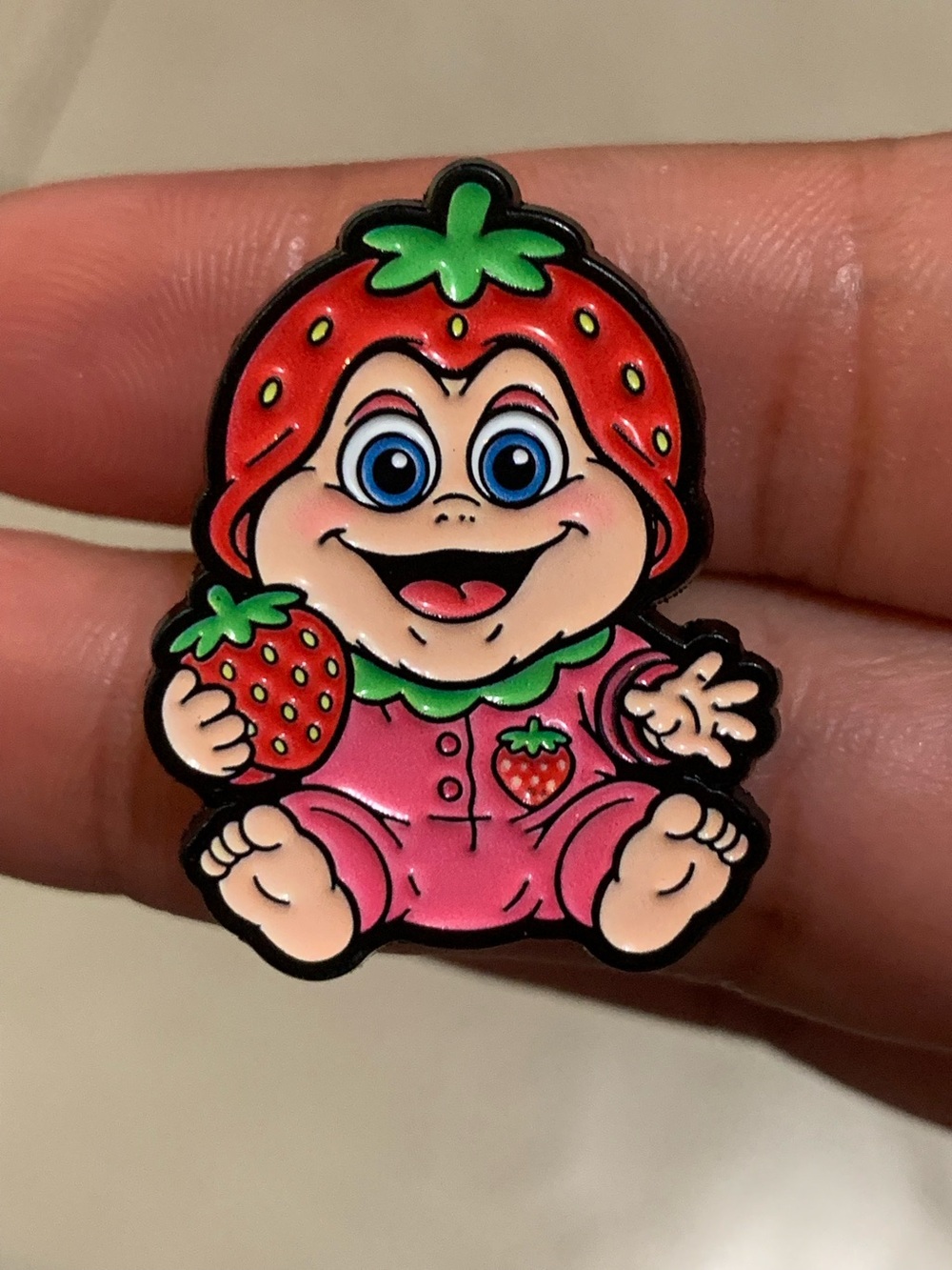 Dinosaur Sitcom Baby Sinclair in Strawberry Costume Pin - Pink & Red